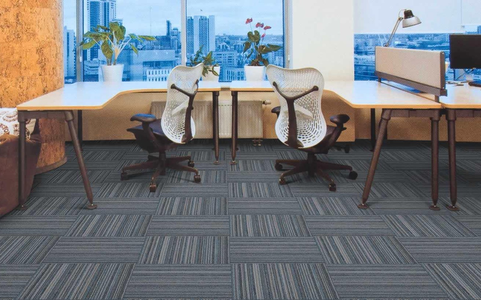 Carpet design vinyl flooring in an office
