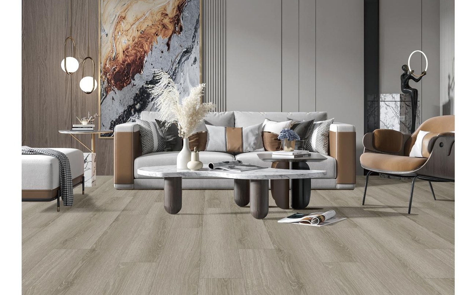 Laminate flooring in a contemporary living room